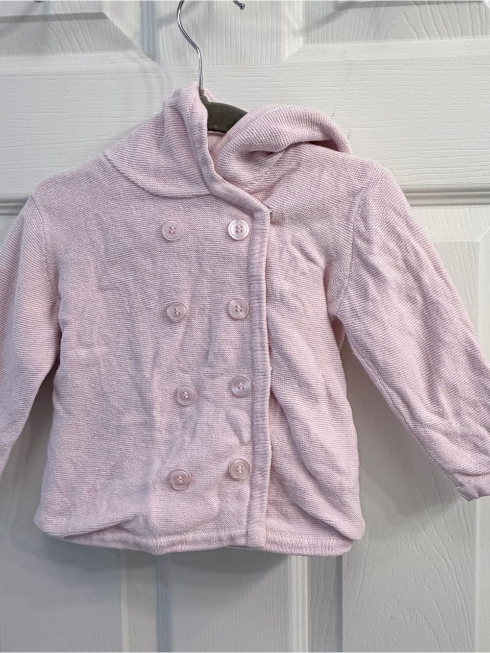 Kissy Kissy Pale Pink 9m Double-Breasted Hooded Pea Coat